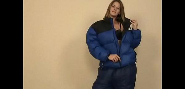  Brittany Lynn tries on puffy jackets and pants